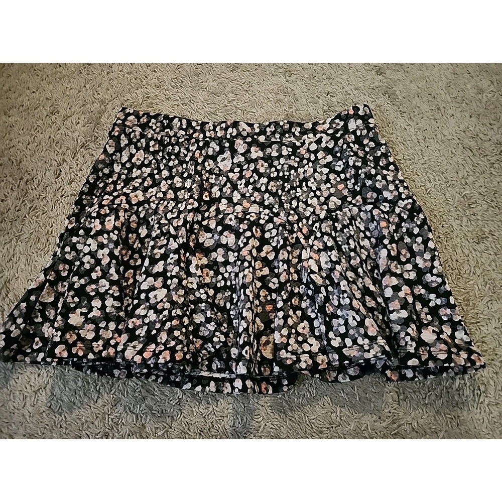 Jessica Simpson Skirt Womens Size Large Black Floral Knit Pull On Mini